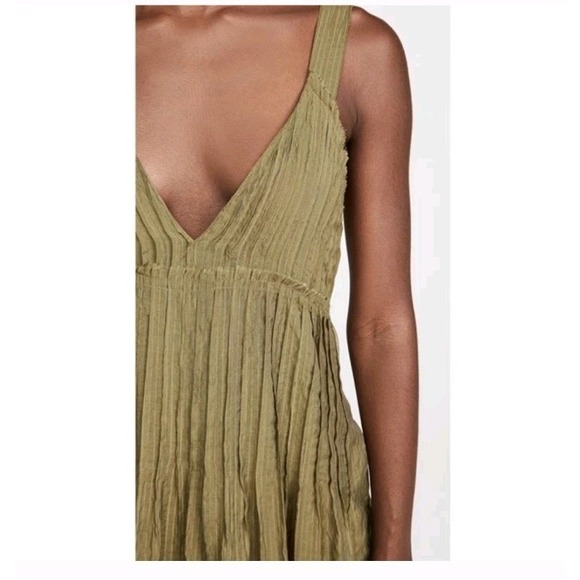 Free People Women's XS Frankie Pintuck Maxi gauze western Dress in olive  Boho - mordernwear.com